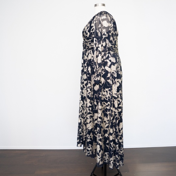 Betsy & Adam - Plus Size Foil Printed Mesh Gown - Picture 7 of 13